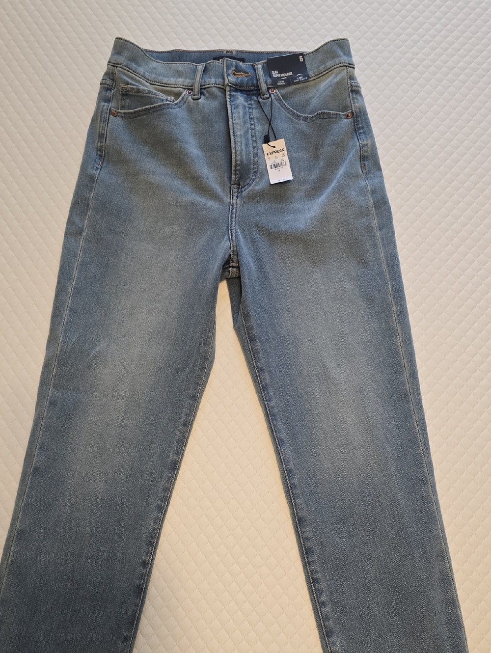 Express Light Blue Slim Super High Rise Jeans